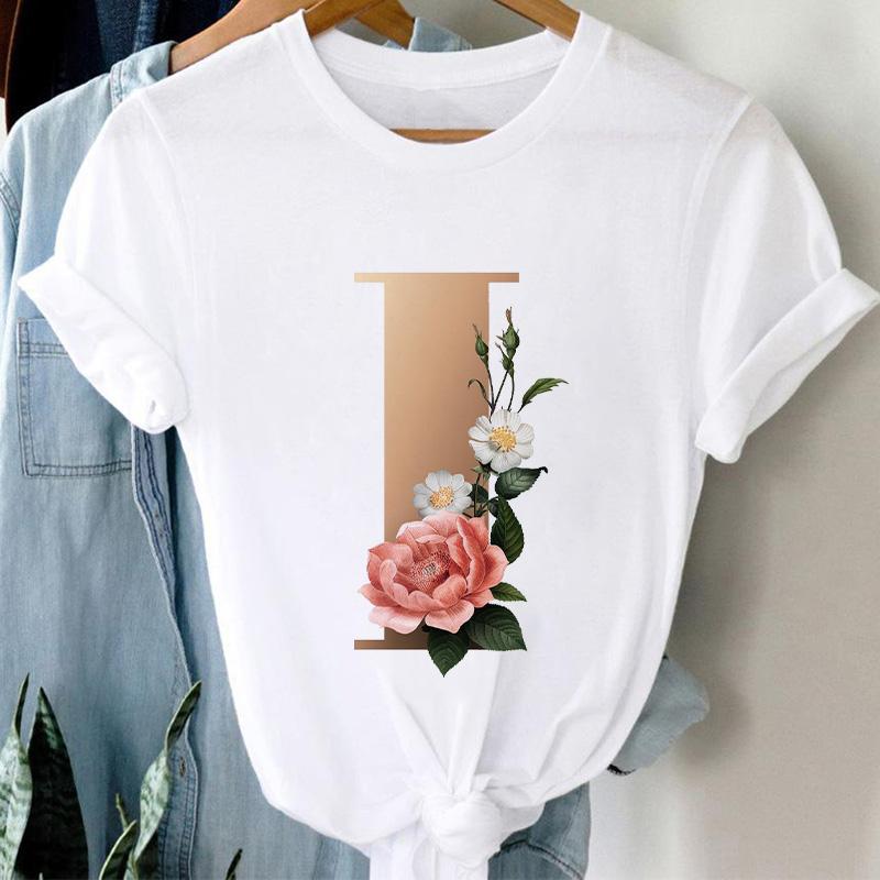 Woman Tshirts 26 Letter Customization T-Shirt Ladies Fashion Top Female Tees Casual T Shirt Summer Short Sleeve Femme