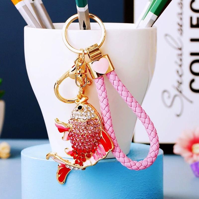 Fashion Rhinestone Colorful Fish Marine Animal Car Women's Cute Bags Charm Accessory Bag Charm