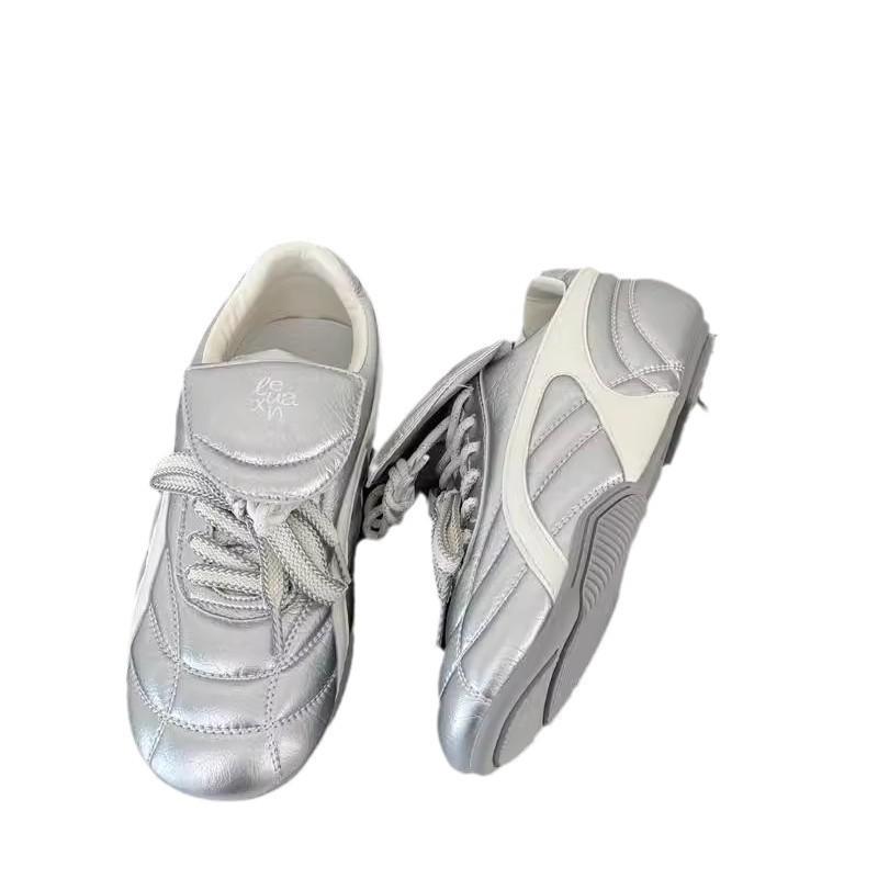 Weiches Rindsleder~ Dexun Schuhe Damen 2025 neu retro flachsohlige Forrest Gump Schuhe Flip-Flop Freizeitsportschuhe weiße Schuhe Tide