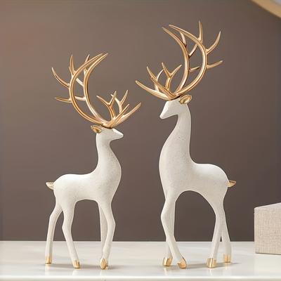 Exquisite Deer Statue Ornaments - Resin Material, Decorative Figurines  - Ideal Birthday, Christmas, Thanksgiving Gifts, Festive Holiday Decorations