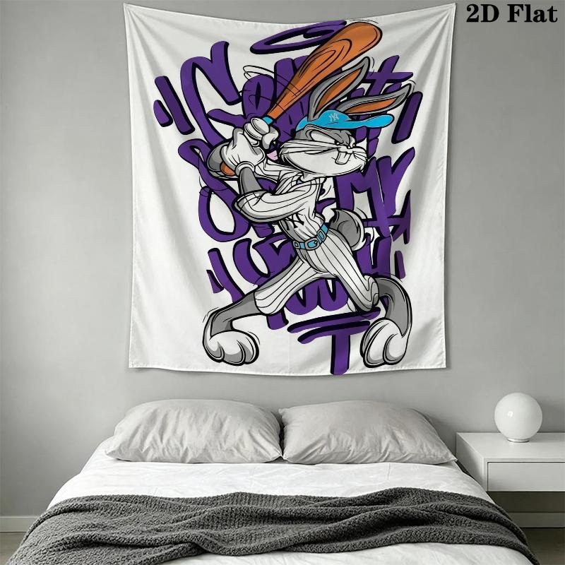 Bugs Bunny Wall Tapestry Aesthetic Wall Hanging Printed Fabric Blanket Decorative Tapestries for Bedroom Living Room Home Decor