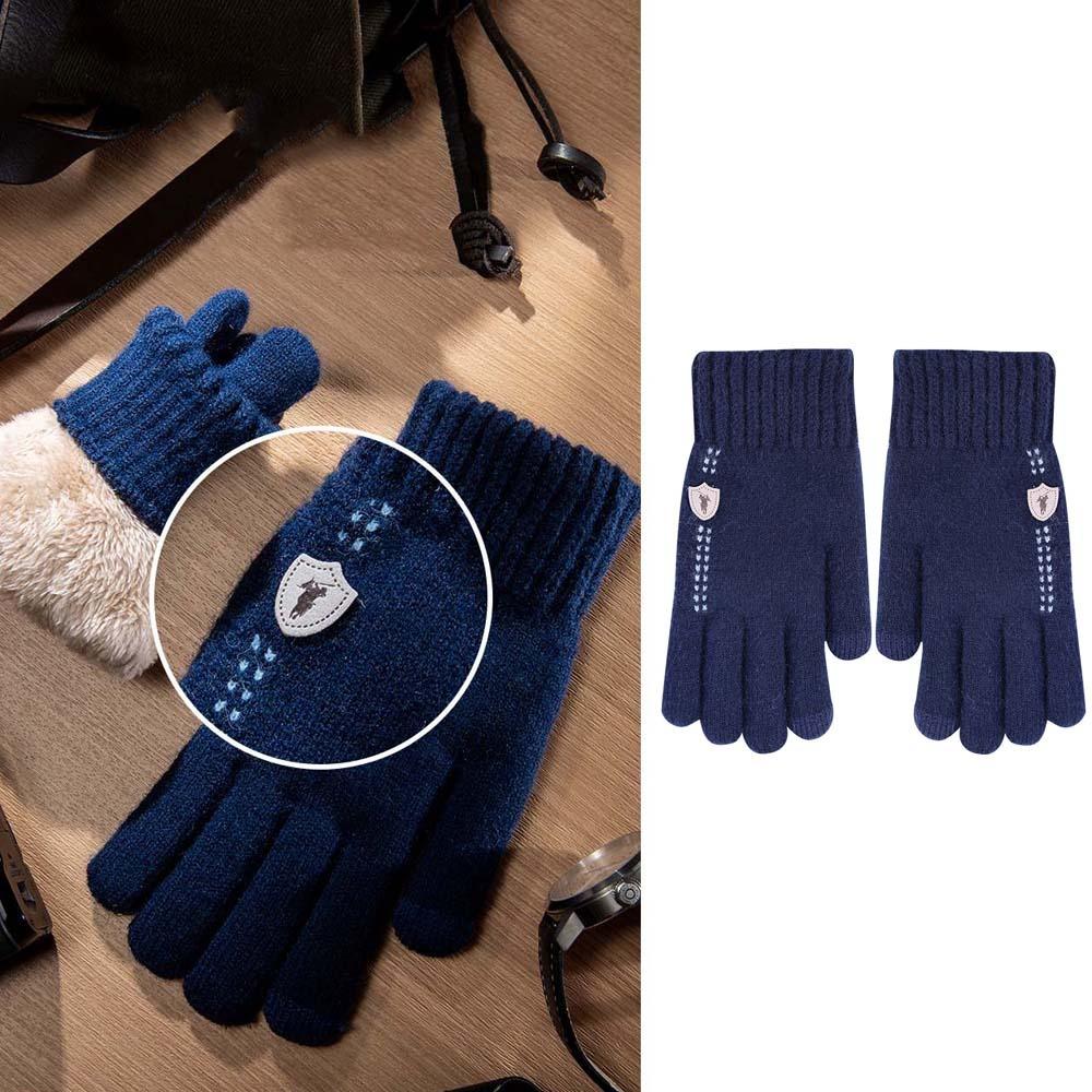 Thickened Dual-use Gloves Acrylic Fibres Knitted Yarn Flip Mittens Half Finger Gloves  Winter