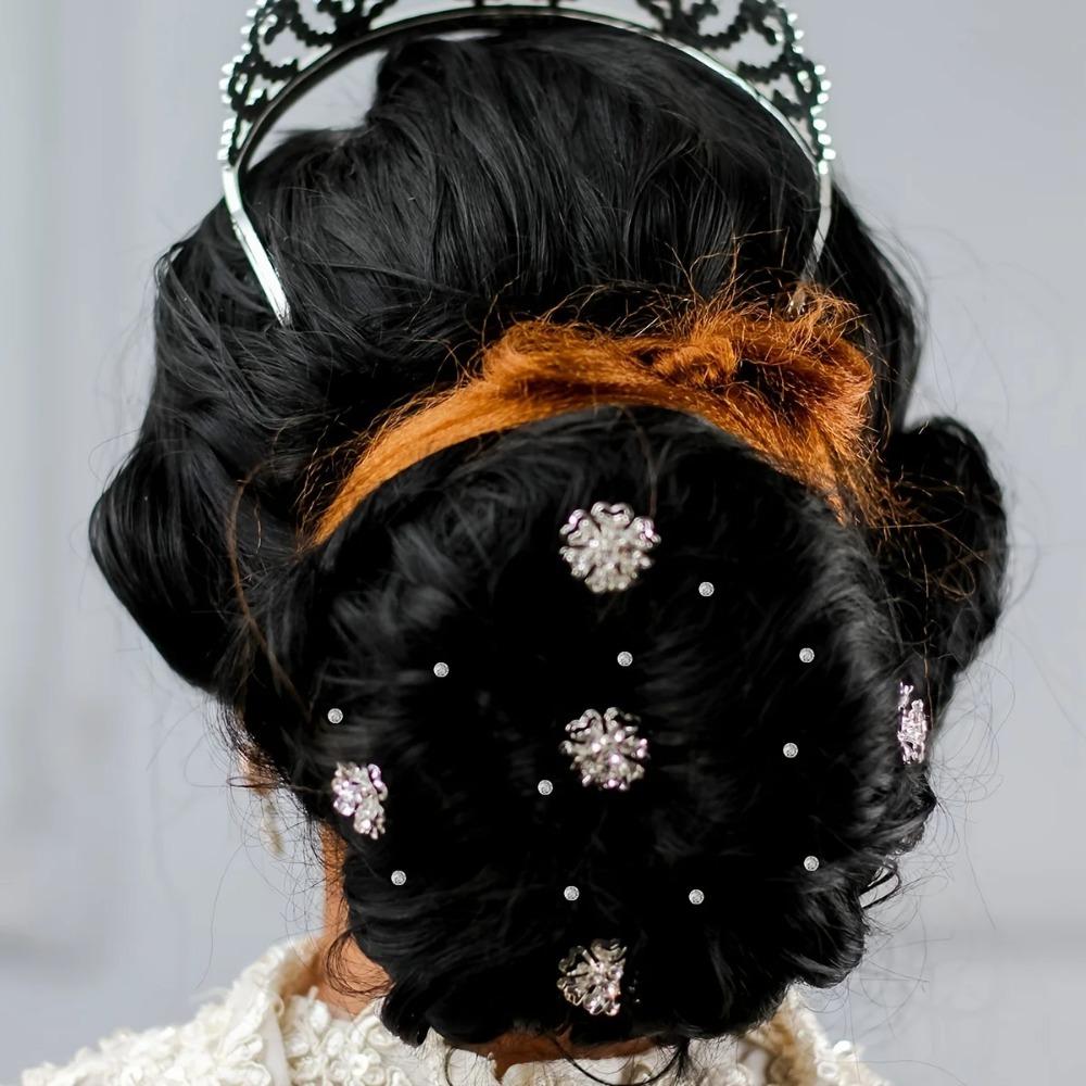 50pcs Bouquet Pins Flower Pin Round Diamond Crystal Floral Pins Rhinestone Wedding Corsages Pins Diamond Head Straight Pin