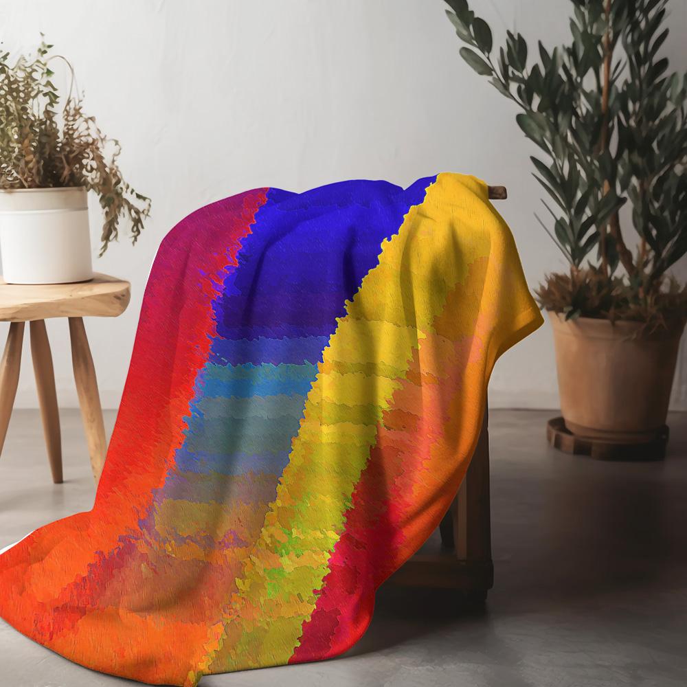 Vibrant Colorful Abstract Rainbow Stripe Throw Blanket Sofa Bed Cushion Cover For Living Room Bedroom Decoration