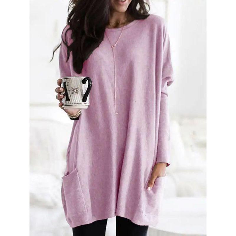 Long Sleeve Casual Pocket T-shirt Top Spring & Fall Long Sleeves Casual Pocket Top Female
