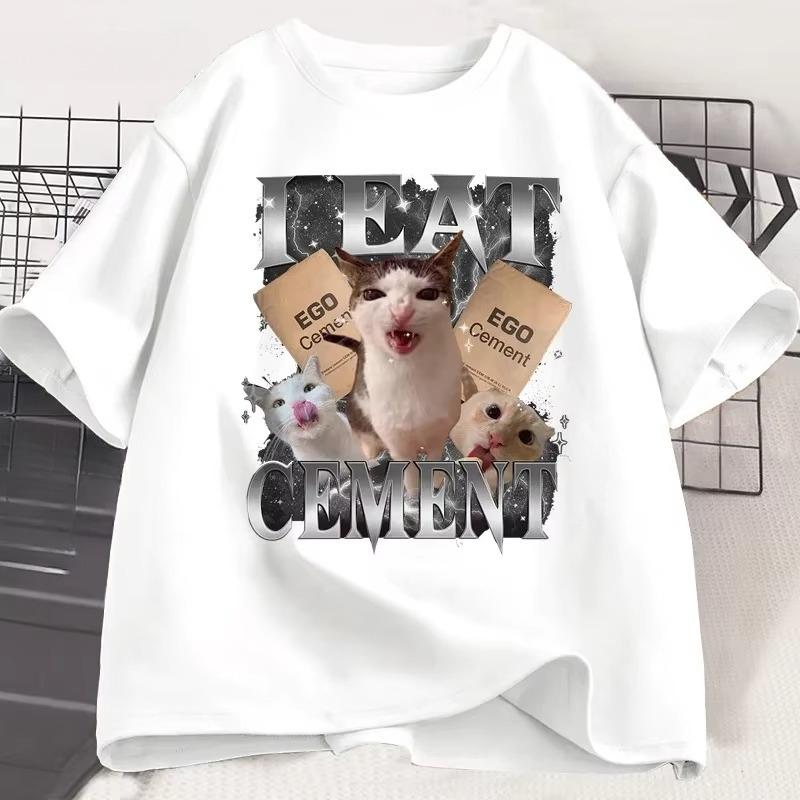 I Eat CeUnisext Funny Cat Meme T Shirt Unisex Women Stupid Ugly Unhinged TShirt Silly Oddly Tee Casual Soft Cotton Tshirt Streetwear