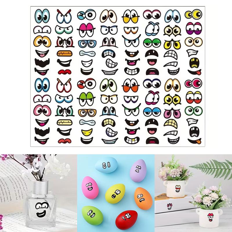 480/960pcs Cartoon Expressions Stickers Self-Adhesive Eyes Mouth Sticker With Playful Faces For Scrapbook DIY Decoration Parties