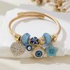 DIY Beaded Bracelet Blue Evil Eye Charm Rhinestone Heart Flower Fashion Jewelry Accessory for Women Girls