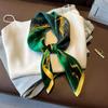 Ciemnozielony Szalik z Nadrukiem Rzeki Vintage Imitacja Jedwabiu Kwadratowy Szalik Bandana Oddychający Nakrycie Głowy Akcesoria do Włosów