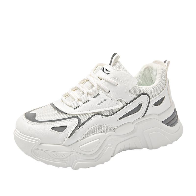 2025 Spring New Women's Shoes Breathable Mesh Sports Shoes Women's Korean Version Versatile Thick Sole Heightening Casual Dad Shoes Women