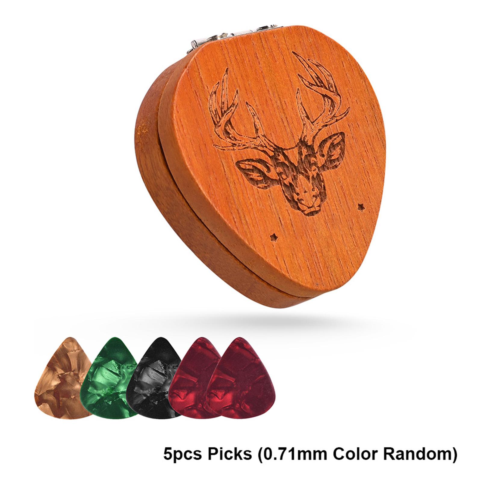 

Muspor MX0379D 5pcs Mahogany Guitar Picks with Organizer Storage Box Classical Triangle Guitar Picks 0.71mm Color разноцветный