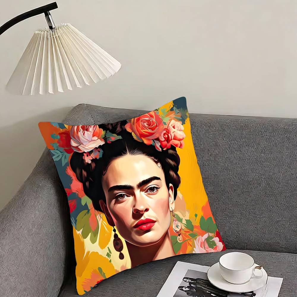 F-Fridas Painting Art Fashion Cushion Cover Pillowcase Ultra Soft Skin Friendly Fabric Cloud Like Comfort & Concealed Zipper