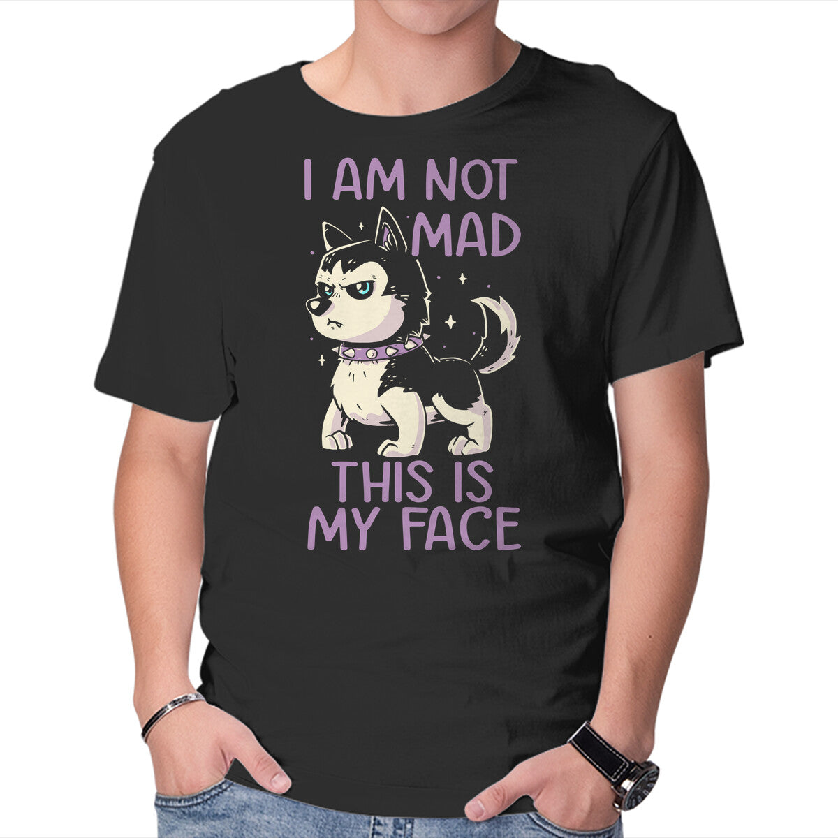 Unisex Crew Neck T-Shirt I Am Not Mad This Is My Face Graphic Short Sleeve Casual Tee S
