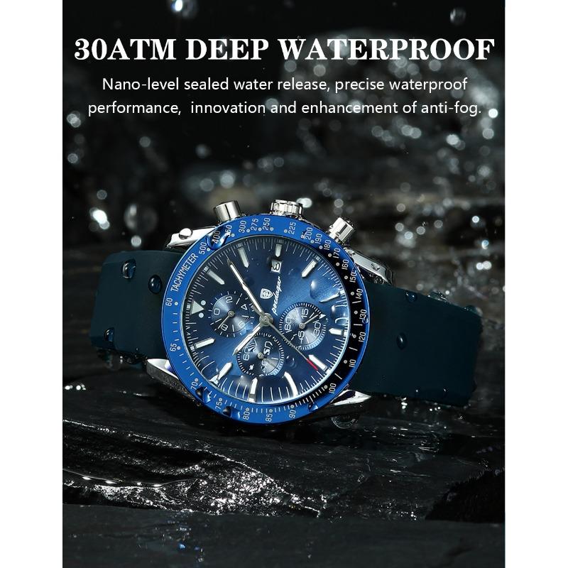 POEDAGAR Men Watch Fashion Sport Chronograph Silicone Quartz Watches Top Brand Luxury Waterproof Luminous Date Wristwatch