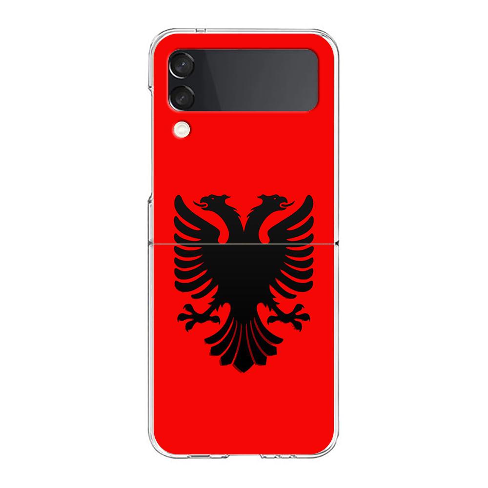 Etui na telefon Samsung Galaxy Z Flip 3 4 5 Przezroczyste składane Twarda PC powłoka Dla Galaxy Z Flip 3 5 Przezroczyste etui flaga Albanii