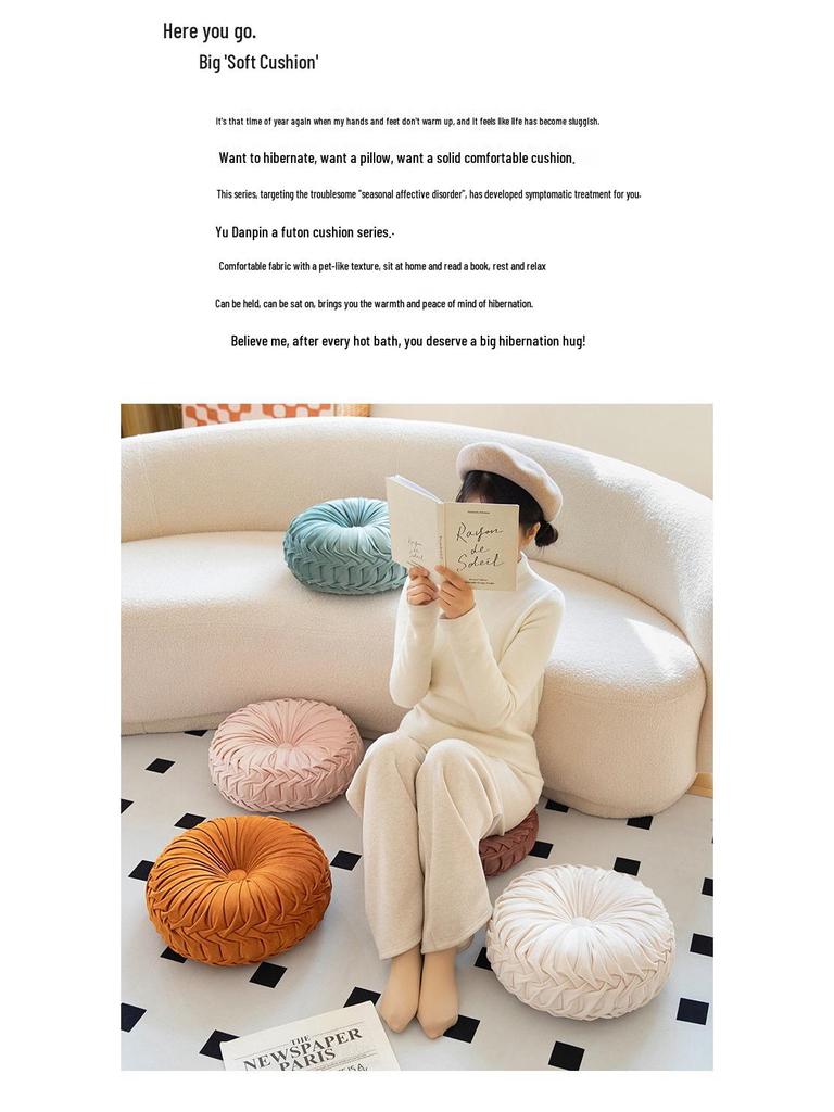Nordic Minimalist Round Cream Plush Embroidered Throw Pillow for Sofa