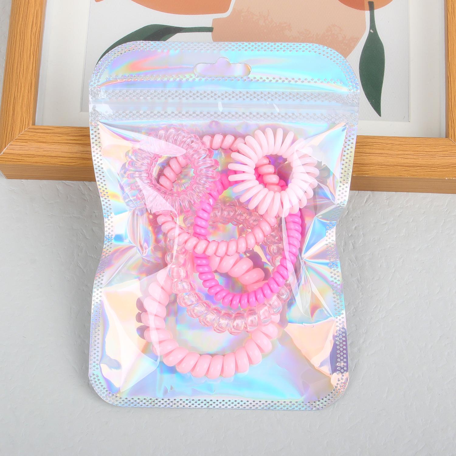 

6 шт. Милые конфетные цвета Повязка на голову Резинки для волос в виде телефонного шнура Женские Бесследная кожаная лента Аксессуары для волос для девочек и детей Смешанный размер