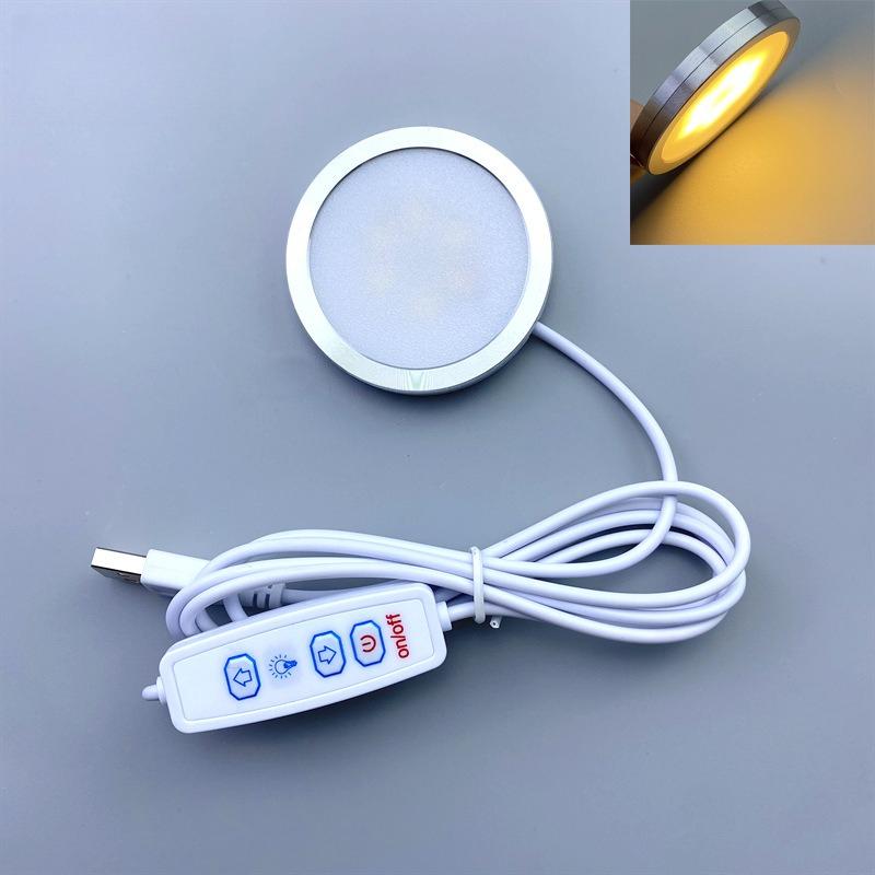 USB DC5V 2W Dimmbarer Mini-LED-Strahler Aufputz Runde Deckenleuchte DIY Beleuchtung für Vitrinen für Zuhause Ausstellung Vitrine