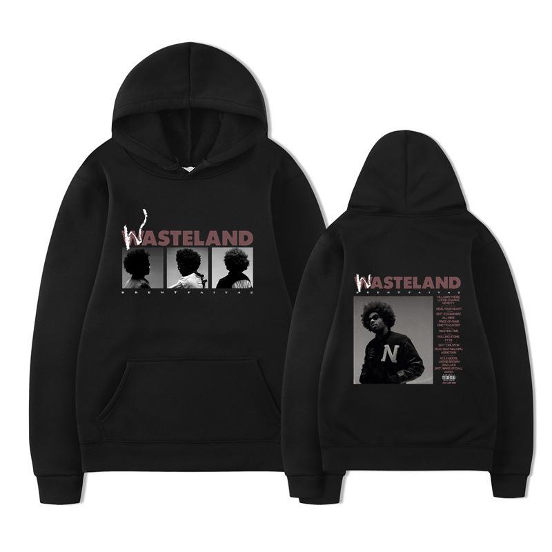 Unisex Schwarzer Hoodie Doppelseitiger Albumcover Grafikdruck Pullover Sweatshirt Streetwear