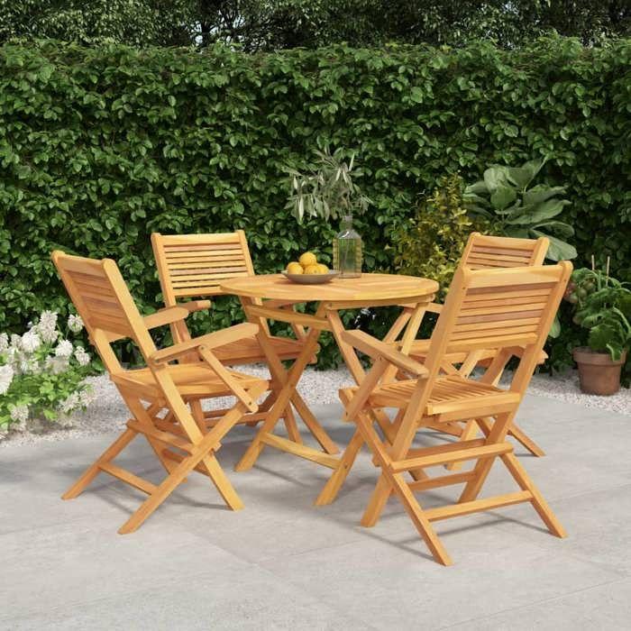 VidaXL Ensemble à Dîner de Jardin 5 pcs, Ensemble à Manger avec Table et Chaise, Ensemble de Salon, Meubles de Terrasse, 3155023