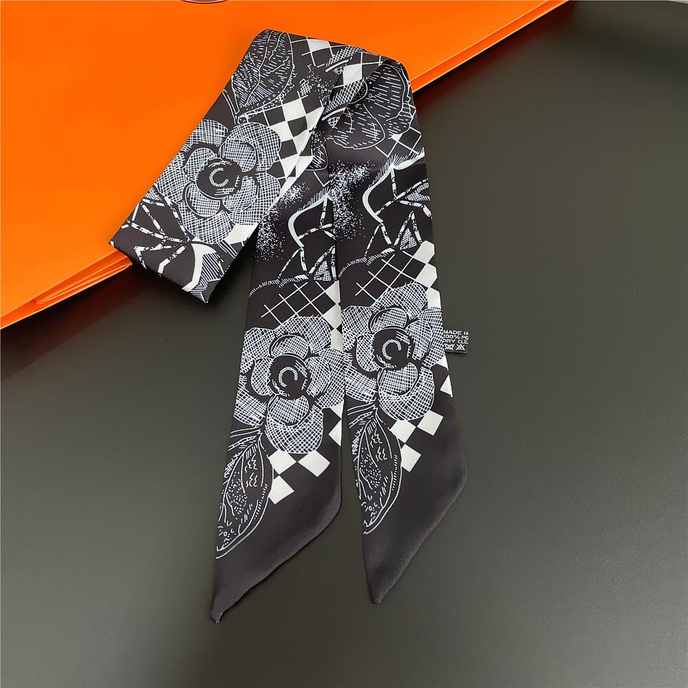 

Дизайн бренда 2024 Шелковый шарф Женский летний шарф для дам Аксессуары для волос Фуляр Шарфы для волос и сумки Мода Розовые повязки на голову