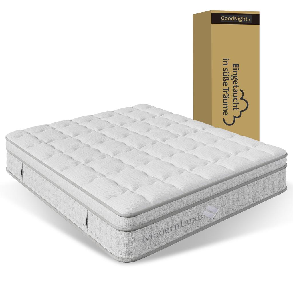 7-Zonen Taschenfederkernmatratze 140x200 cm H3, 25cm Hoch Kaltschaum Hybridmatratze, Ergonomische Körperanpassung & Atmungsaktiv, OEKO-TEX, Komfort Doppelbett