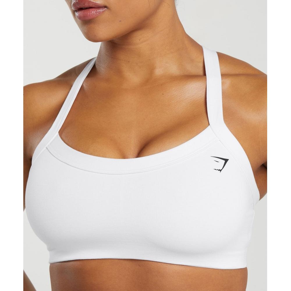 Gymshark Bavlněná zpevňující sportovní podprsenka bílá B8a5x Wb57