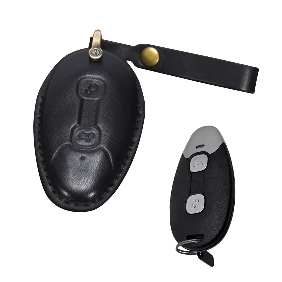 

KUNIO Vespa Exclusive Motorcycle Key Case, Smart Key Holder, Handmade, Genuine Leather, Scratch-Resistant, Compatible чёрный