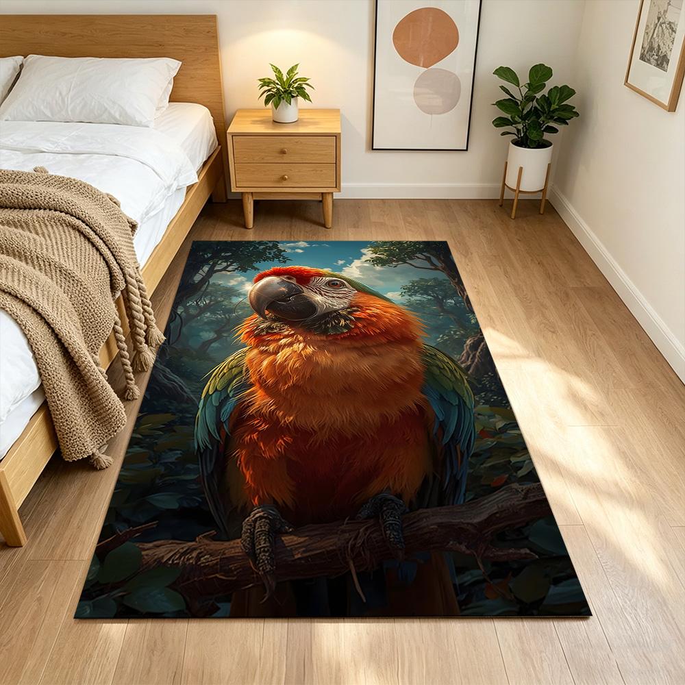 Tropical Parrots And Flowers Non-Slip Home Carpet Design for Office Decor Living Room Bedroom Gift