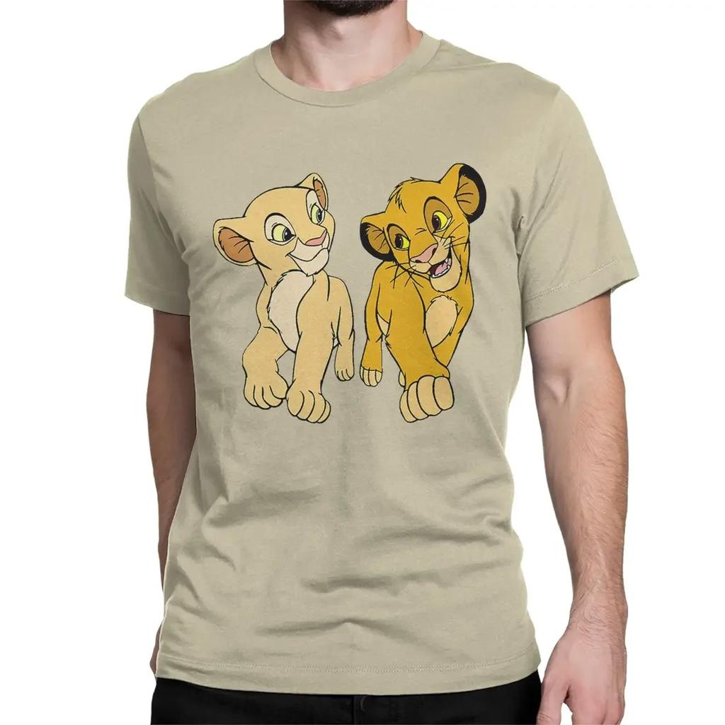 The Lion King Simba Nala T-Shirt Men Women Disney Leisure Cotton Tees Round Neck Short Sleeve T Shirt Summer Clothing