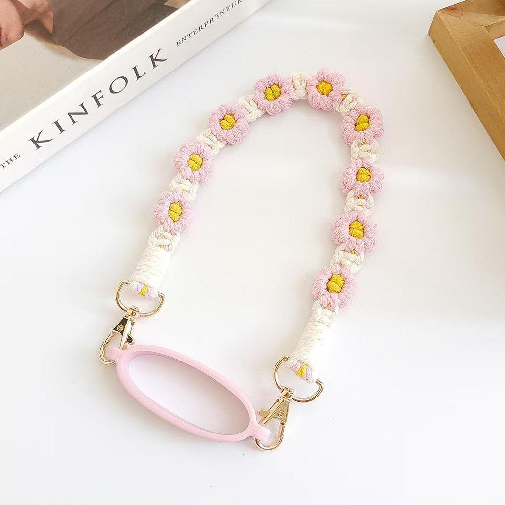 Handmade Daisy Woven Water Bottle Lanyard Strap