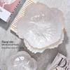 Ruhan Pearlescent White Floral Glass 3-Compartment Dumpling Plate