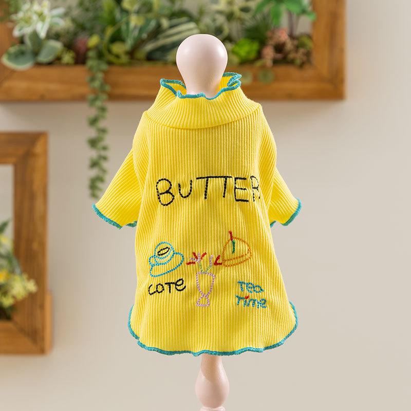 

Soft Breathable Ribbed Dog Shirt Cute Afternoon Tea Print Pet Homewear for Small Dogs Cats Spring Summer Indoor and Daily Wear L: 4-5.5kg