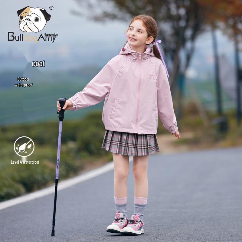 CHANZUIGOU Girls  Spring Cherry Blossom Waterproof Hooded Jacket 130 cm