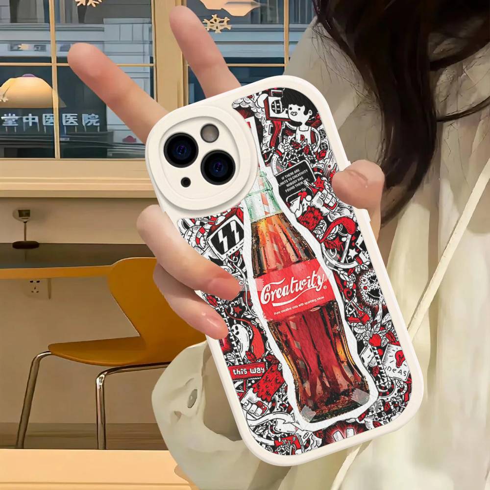 Hot C-Coca Drinks C-Cola Phone Case For Iphone 16 15 14 13 12 11 Pro Max Plus Leather Soft Back Cover