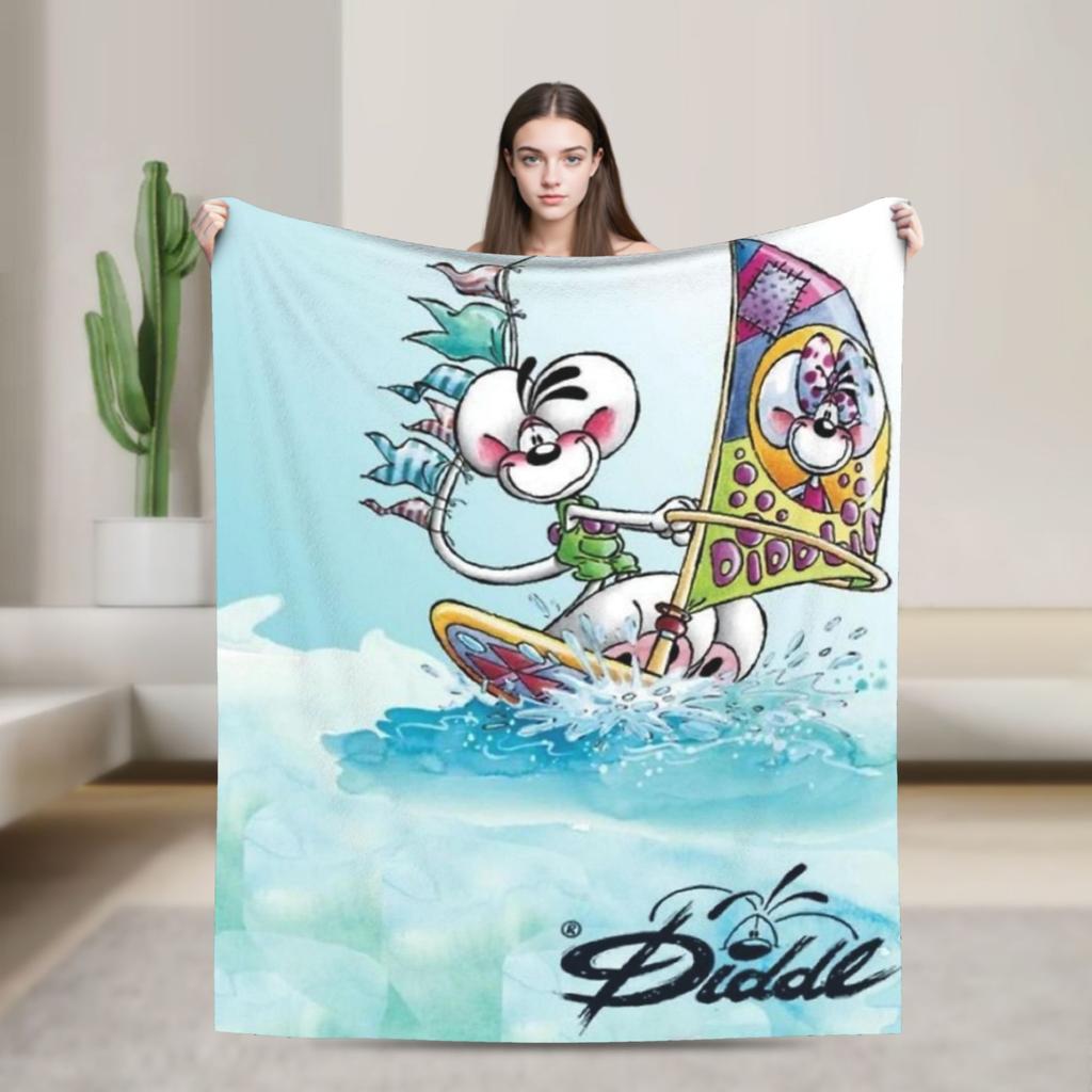 Funny Cartoon D-Diddls Knitted Blankets Coral Fleece Plush Diddl Warm Throw Blankets for Bedroom Sofa Bed Rug