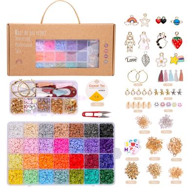 DIY Bracelet Making Kit Beads  Beaded Children's Toy Creative Clay Beads Crafts Making Bracelet Accessories Jewelry Gift