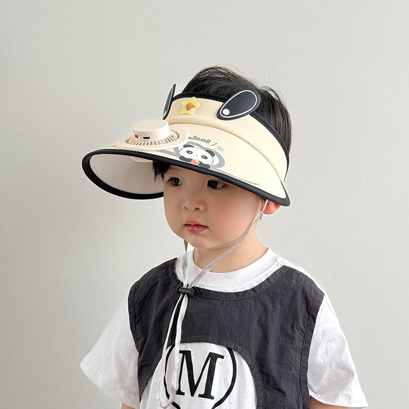 Kapelusz dziecięcy z wentylatorem Kapelusz przeciwsłoneczny z pustym wierzchem Kapelusz chroniący przed słońcem Chłopcy i dziewczynki Nowy letni kapelusz przeciwsłoneczny na zewnątrz