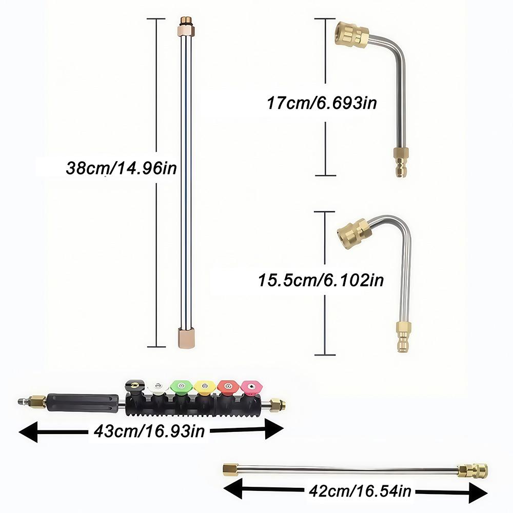 1 Set Stainless Steel Pressure Washer Wand - 1/4" Quick Connect, 6 Nozzles, 4000 PSI, Leakproof O-Ring