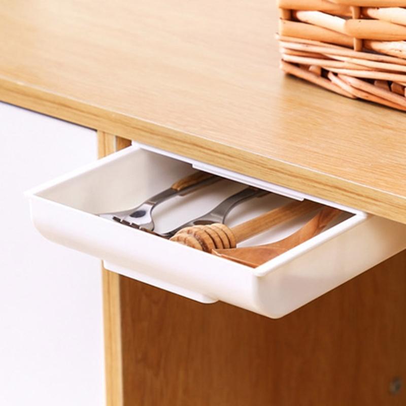 Space Saving Adhesive Mounted Organizers Drawer Under Table Surfaces For Mess Release Workspaces