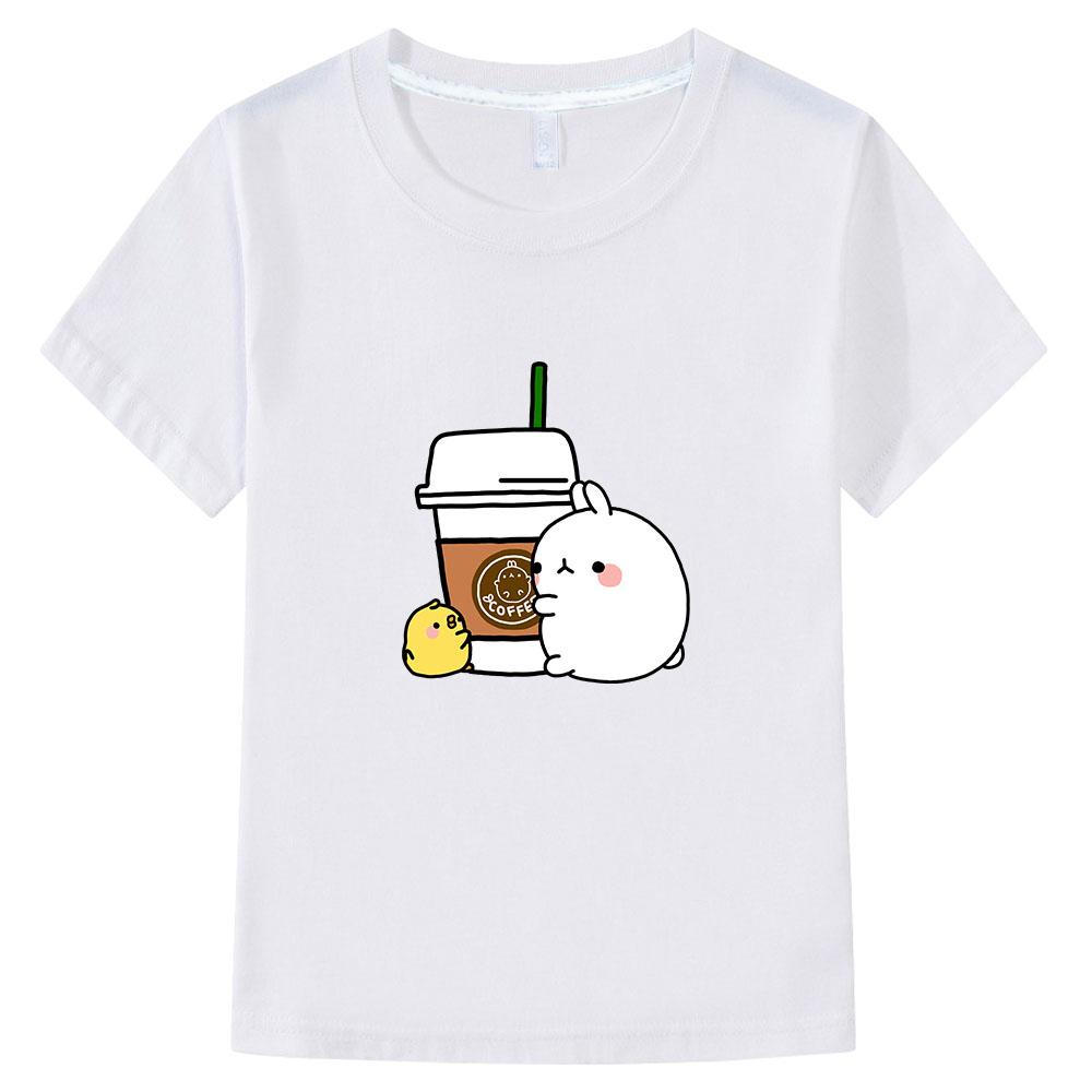 Kinderkleidung Molang und Piupiu T-Shirt Kinder Niedliche Kaninchen T-Shirts Mädchen Jungen Kleidung Baumwolle Sommer Kawaii Oberteil
