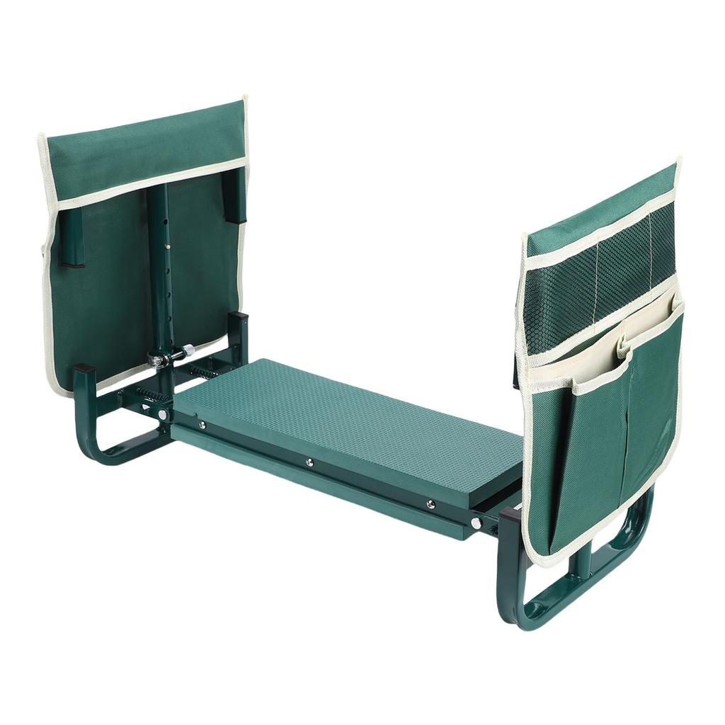 Siège-genouillère de jardin avec 2 poches à outils Hauteur Tabouret-banc de jardinage pliable pour s'agenouiller et s'asseoir
