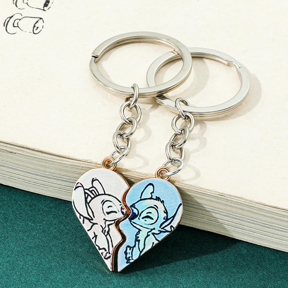 

Couple s Stitch Heart Necklace - Gold & Silver Angel And Stitch Cute Style Jewelry Pendant Gift for Girls