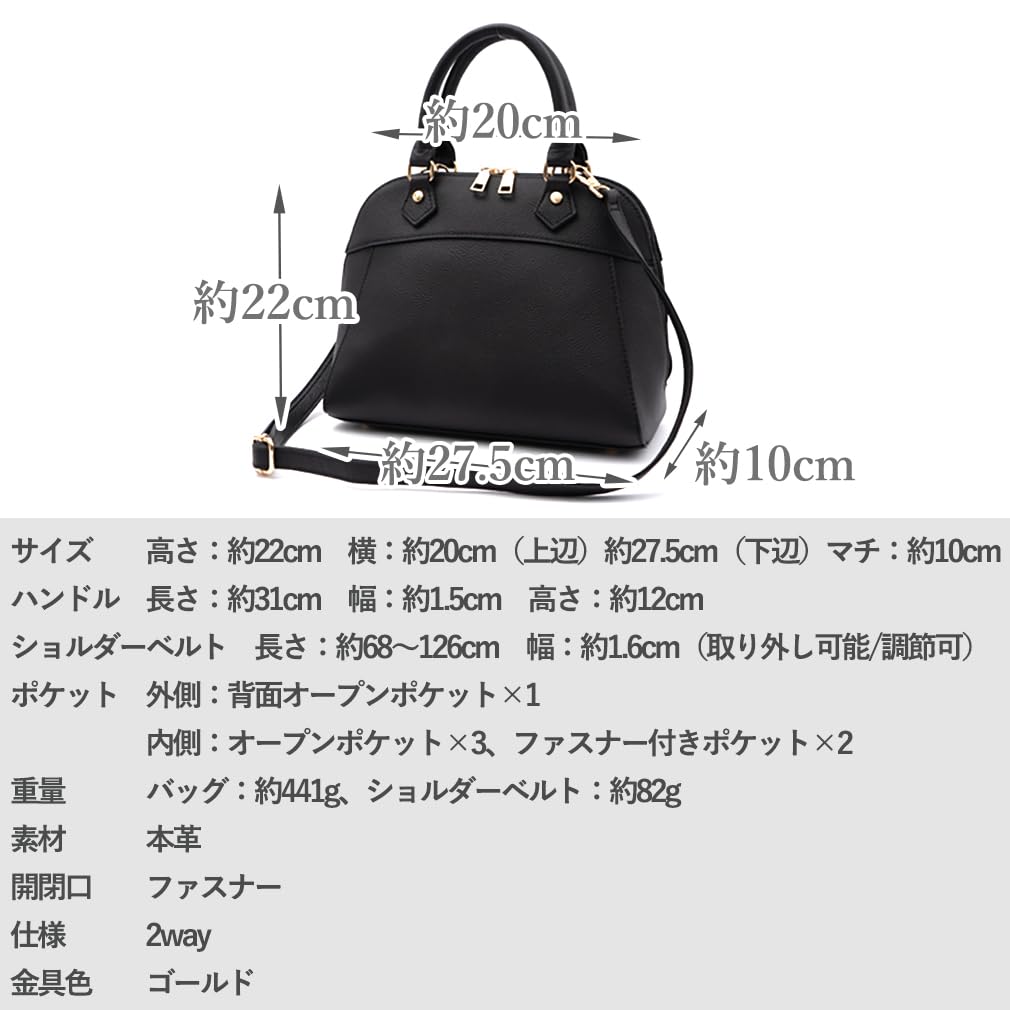 VITAFELICE Damen-Handtasche aus echtem Leder mit Rundum-Reißverschluss (sib-20080n) (Dunkelgrau)