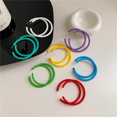 Trendy C Shape Big Round Hoop Earrings For Women Girl Korean Geometric Resin Circle Acrylic Earrings Fashion Jewelry Party Gifts