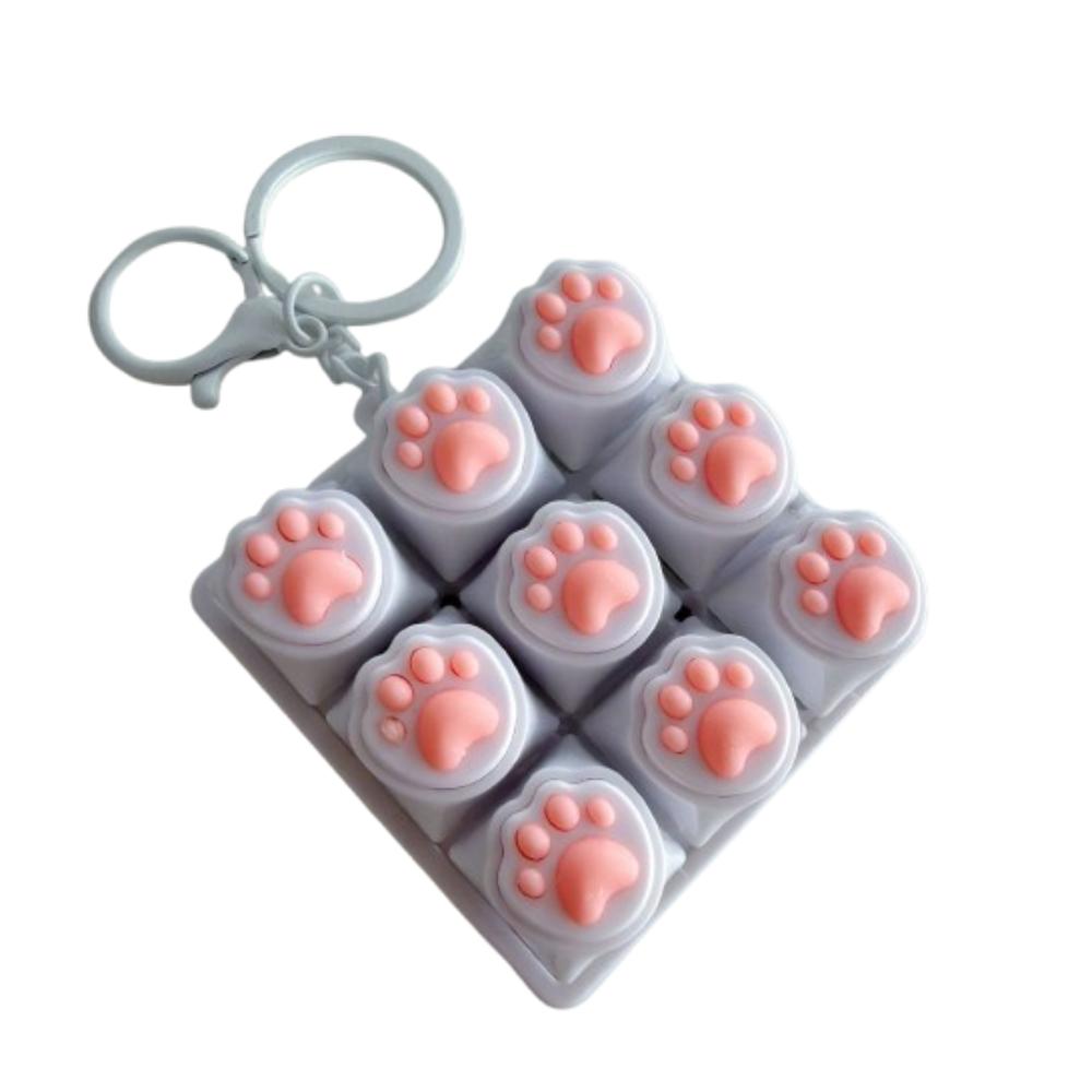 Funny Cat Paw Keychain 9 Keyboard Stress Relief Pendant Decompression Keyring  Keyboard Enthusiasts белый