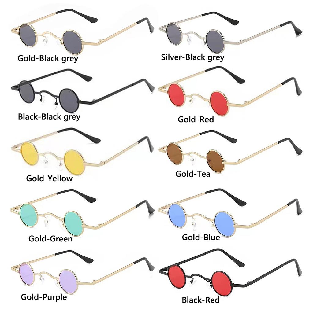 Small Round Glasses for Women Men Ultra Mini Metal Frame Anti-Reflective Hip Hop Punk Sun Glasses Men's Glasses Fashion Sunglass