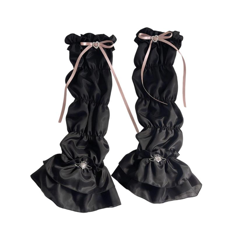 Elegant Lace Trimmed Chiffon Arm Sleeves With Ruffled Detail Photoshoot Costume Sleeves For Cosplay And Anime Fashion