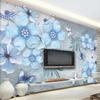 Photo Wallpaper European Style Beautiful Blue 3d Stereo Jewelry Flower Mural Living Room Tv Sofa Background Wall Mural