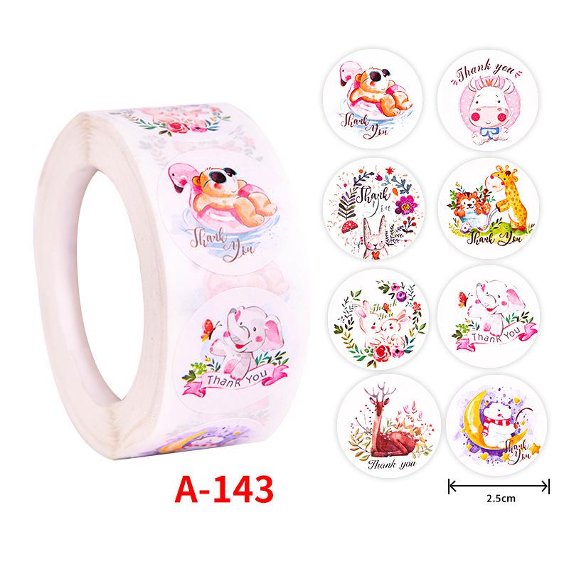 500Pcs Children's Cartoon Animal Stickers Baby Stickers Kindergarten Inspirational Little Red Flower Reward Roll Stickers